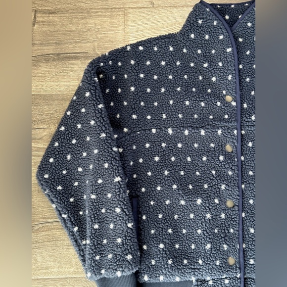 Patagonia Jacket Womens Small Snap Front Retro X Blue Polka Dot Sherpa Fleece - Picture 4 of 9